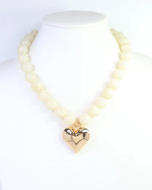 Marjorie Marble Beaded Heart Necklace