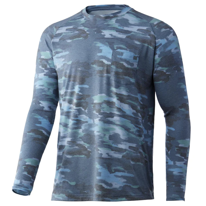 Huk Titanium Blue Waypoint Long Sleeve Shirt