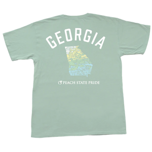 Peach State Pride Georgia United Watercolor Short Sleeve Pocket Tee
