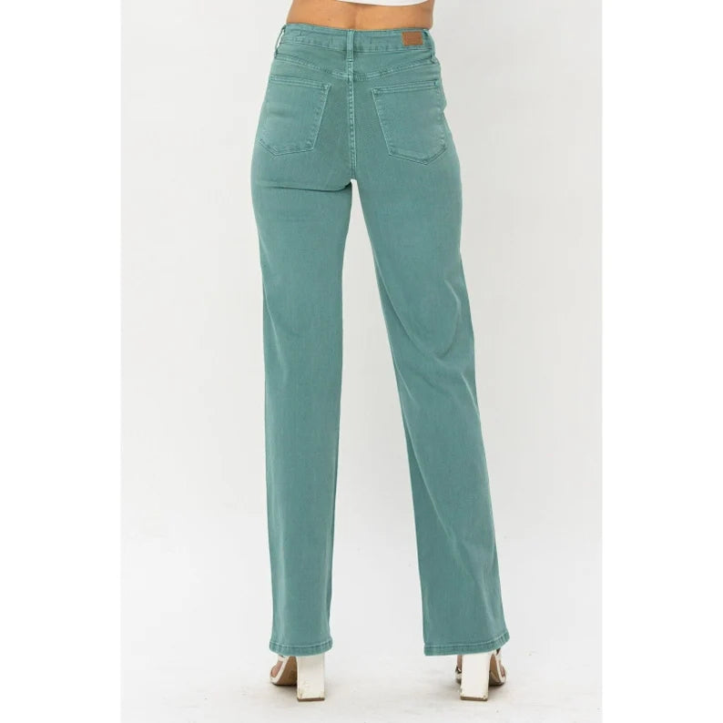 Judy Blue Sea Green Dyed 90's Straight Jeans