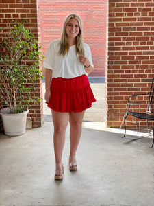 Red Ruffle Adrienne Tiered Skirt