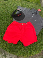 Men's red 4-way stretch shorts