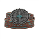 Crystals Hand Tooled Leather Belt