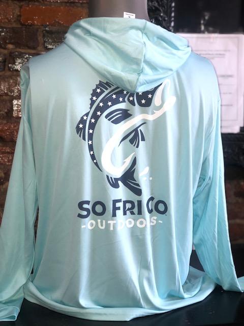 Southern Fried Cotton Aqua Hooded Sun Protector Shirt