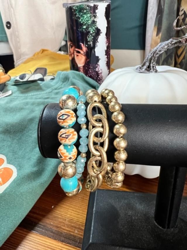 Teal Aztec Bracelet Set