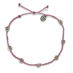 Purple Metallic Flower Bead Anklet